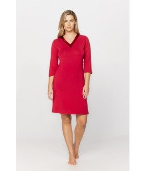 Elegante chemise de nuit style tunique en micromodal encolure en V ourlée de soie