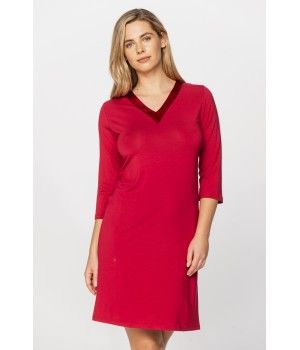 Elegante chemise de nuit style tunique en micromodal encolure en V ourlée de soie