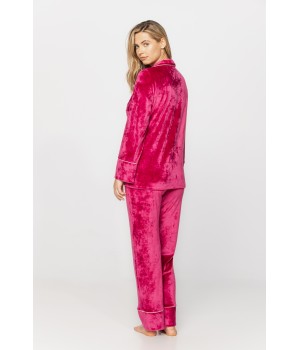 Loungewear outfit/pyjamas in velvet and lace, nightshirt-style top and bottoms