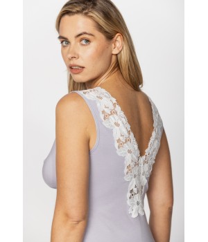 Pretty and flattering micromodal negligee with lace inserts and V-neckline