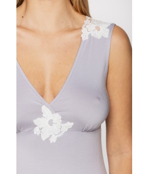 Pretty and flattering micromodal negligee with lace inserts and V-neckline