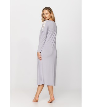 Long-sleeved micromodal and lace nightdress in a choice of two lengths