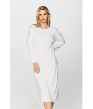 Long-sleeved micromodal and lace nightdress in a choice of two lengths