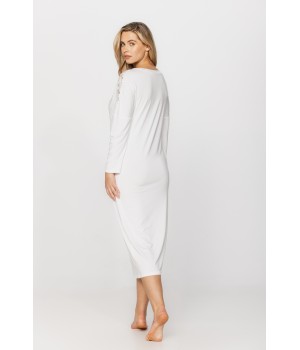 Long-sleeved micromodal and lace nightdress in a choice of two lengths