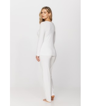 Flattering micromodal and lace pyjamas, long-sleeved T-shirt and straight-cut bottoms