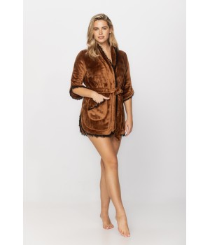 Delightfully sexy little dressing gown in soft velvet with mid-length sleeves