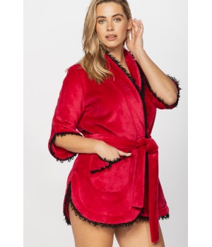 Delightfully sexy little dressing gown in soft velvet with mid-length sleeves