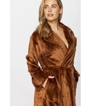 Gorgeous little knee-length dressing gown with a double-breasted collar in soft velvet