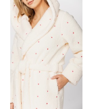 Gorgeous little hooded bathrobe in soft velvet, printed with little pink roses