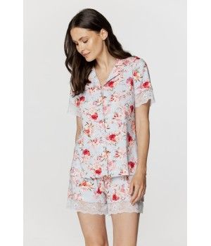 Ensemble de nuit femme en micromodal imprimé fleuri chemise et short