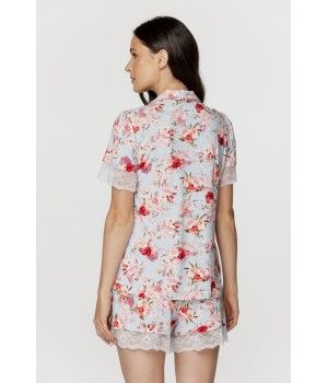 Ensemble de nuit femme en micromodal imprimé fleuri chemise et short