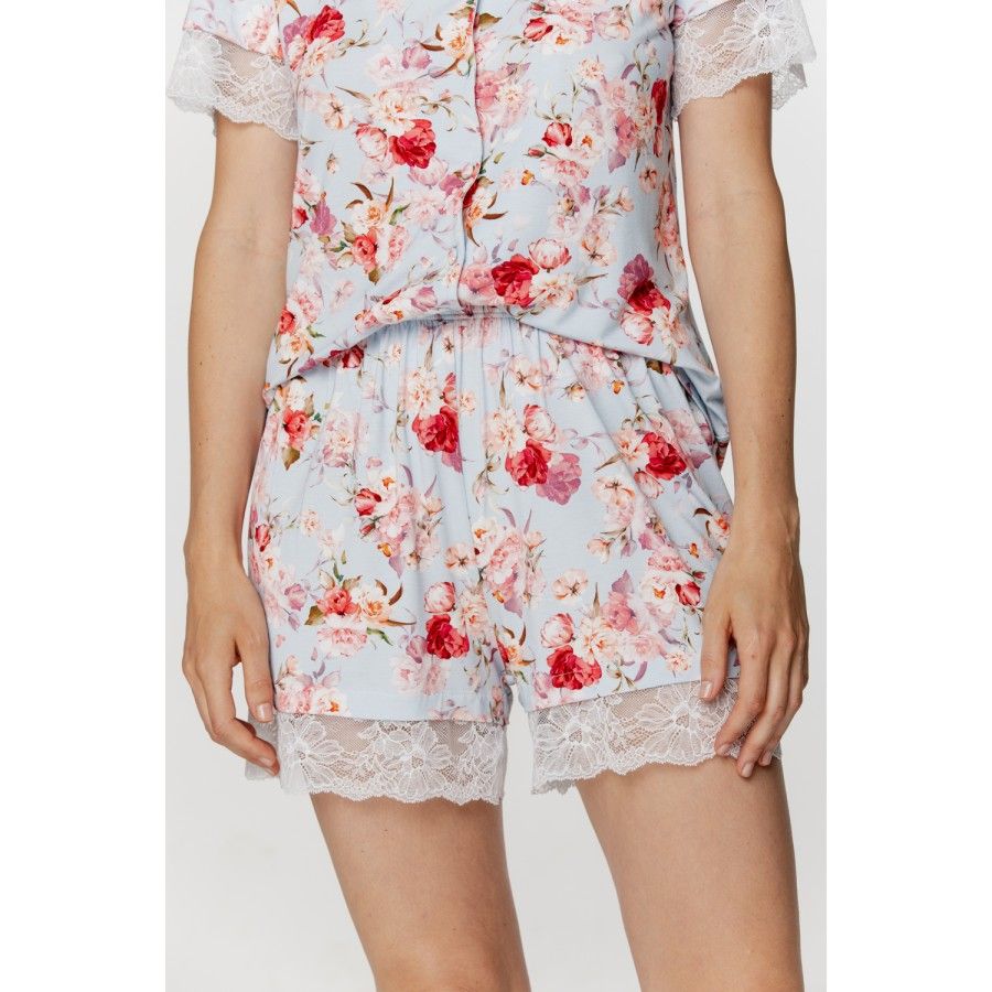 Ensemble de nuit femme en micromodal imprimé fleuri chemise et short
