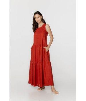 Robe d'intérieur / chemise de nuit femme en lin et rayonne ample et évasée