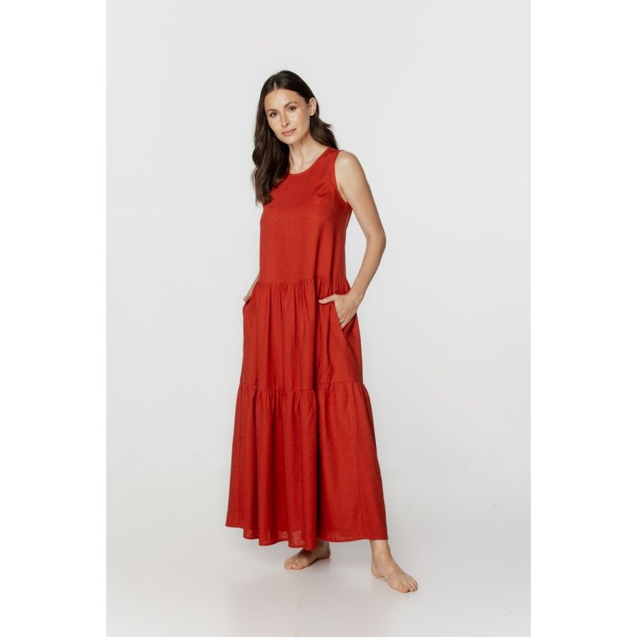 Robe d'intérieur / chemise de nuit femme en lin et rayonne ample et évasée