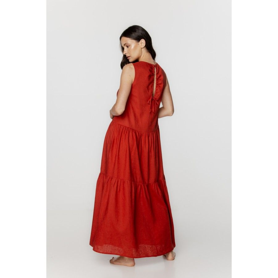 Robe d'intérieur / chemise de nuit femme en lin et rayonne ample et évasée
