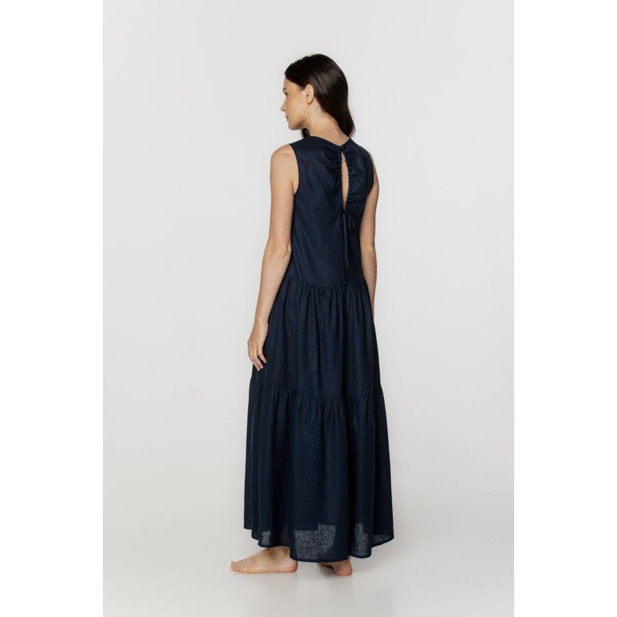Robe d'intérieur / chemise de nuit femme en lin et rayonne ample et évasée Robe d'intérieur / chemise de nuit femme en lin et rayonne ample et évasée