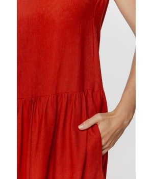 Ladies loose-fitting, flared lounge dress/nightdress in linen and rayon fabric