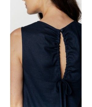 Für Damen: Weites, ausgestelltes Nachthemd/Hauskleid aus Leinen und Kunstseide