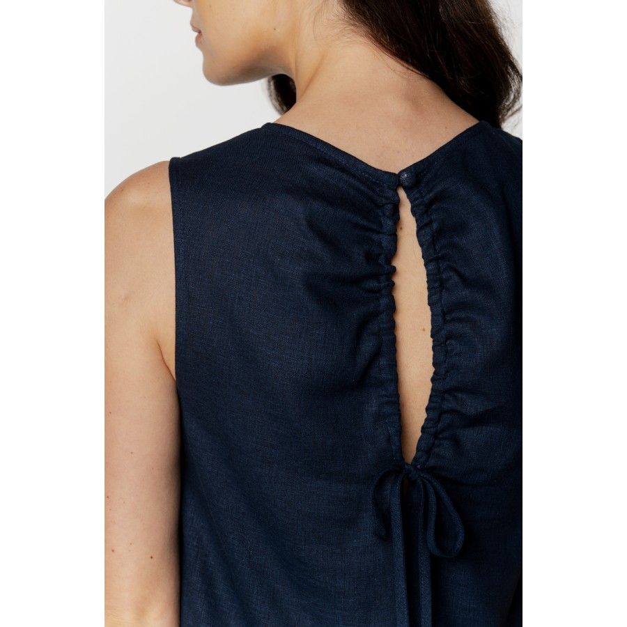 Robe d'intérieur / chemise de nuit femme en lin et rayonne ample et évasée