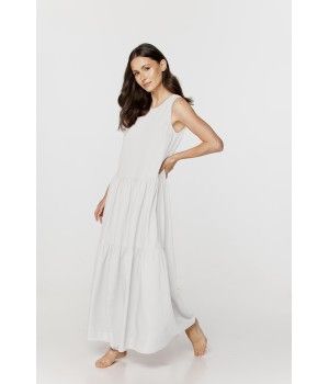 Robe d'intérieur / chemise de nuit femme en lin et rayonne ample et évasée
