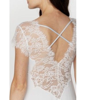 Longue chemise de nuit femme manches courtes en micromodal et dentelle