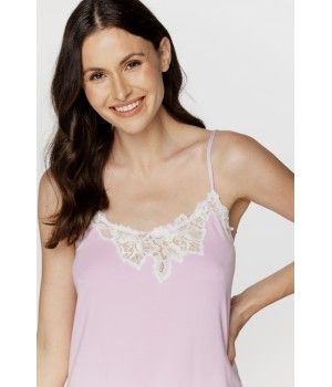 Nuisette femme en micromodal et dentelle fines bretelles et lacets dans le dos