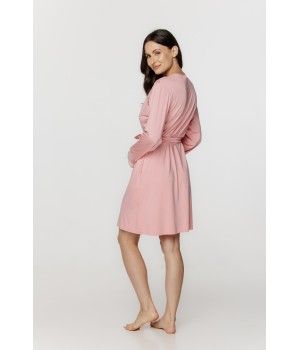 Für Damen: Kurzer Kimono aus Micromodal und Spitze an den Bündchen