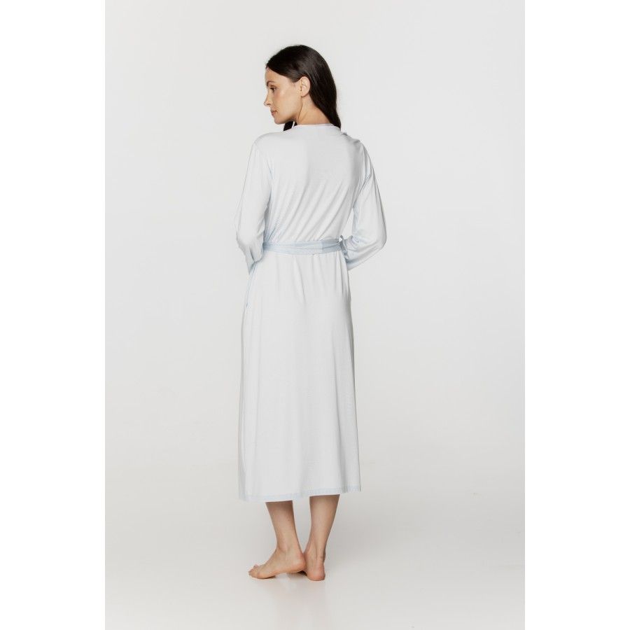 Für Damen: Langer Kimono aus Micromodal mit langen Ärmeln mit Spitzenbesatz