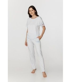 Für Damen: Zweiteiliger Pyjama aus Micromodal, T-Shirt mit kurzen Ärmeln und lange Hose