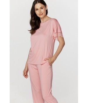 Ladies micromodal pyjamas, short-sleeve T-shirt top and long bottoms
