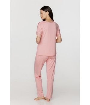 Ladies micromodal pyjamas, short-sleeve T-shirt top and long bottoms