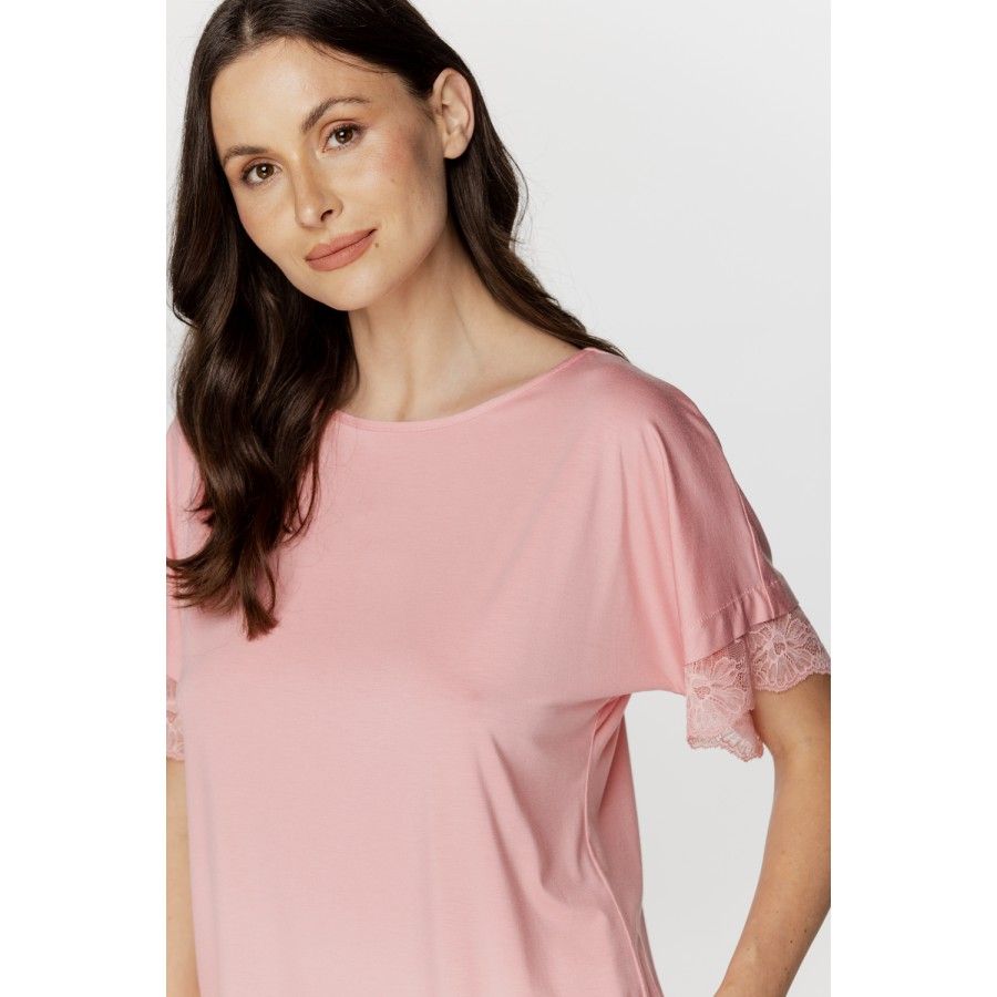Ensemble pyjama femme en micromodal, tee-shirt manches courtes et pantalon long