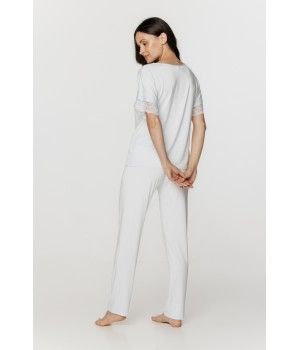 Ensemble pyjama femme en micromodal, tee-shirt manches courtes et pantalon long