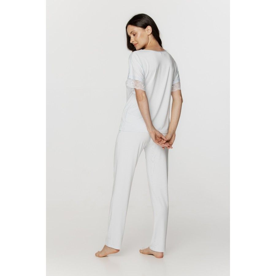 Für Damen: Zweiteiliger Pyjama aus Micromodal, T-Shirt mit kurzen Ärmeln und lange Hose