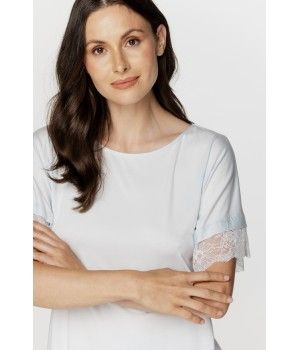 Für Damen: Zweiteiliger Pyjama aus Micromodal, T-Shirt mit kurzen Ärmeln und lange Hose