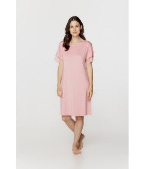 Für Damen: Nachthemd im Tunika-Stil aus Micromodal und Spitze mit kurzen Ärmeln