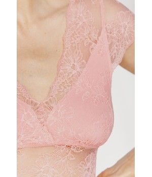 Für Damen: Kurzes Negligé aus Micromodal und Spitze mit kurzen Ärmeln