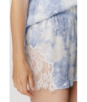 Ensemble pyjama femme en viscose bleu et blanc, haut chemise et short Pyjamas - www.coemi-lingerie.com 