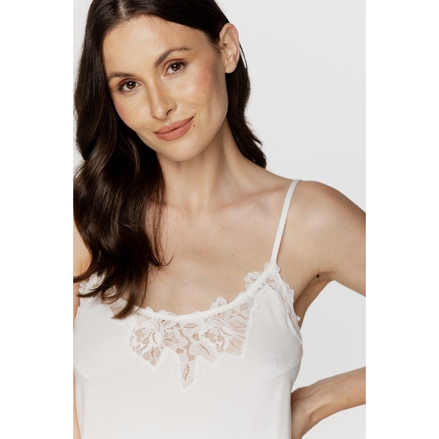 Für Damen: Bezauberndes Negligé aus Micromodal und Spitze mit verstellbaren Spaghettiträgern