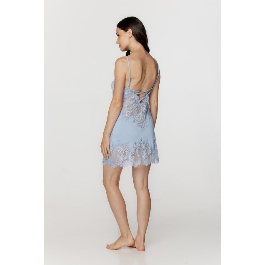 Ravissante nuisette femme en micromodal, fines bretelles réglables et dentelle Nuisettes - www.coemi-lingerie.com 