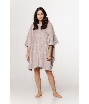 Poncho de terciopelo negro con capucha y cremallera frontal