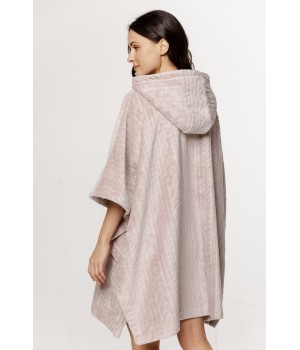 Wunderschöner Oversize-Poncho mit Kapuze aus Samt, ¾-Ärmeln und Reißverschluss