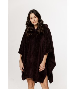 Wunderschöner Oversize-Poncho mit Kapuze aus Samt, ¾-Ärmeln und Reißverschluss