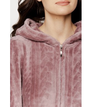 Lovely oversized poncho with a hood in velvet, ¾-length sleeves, and a zipper
