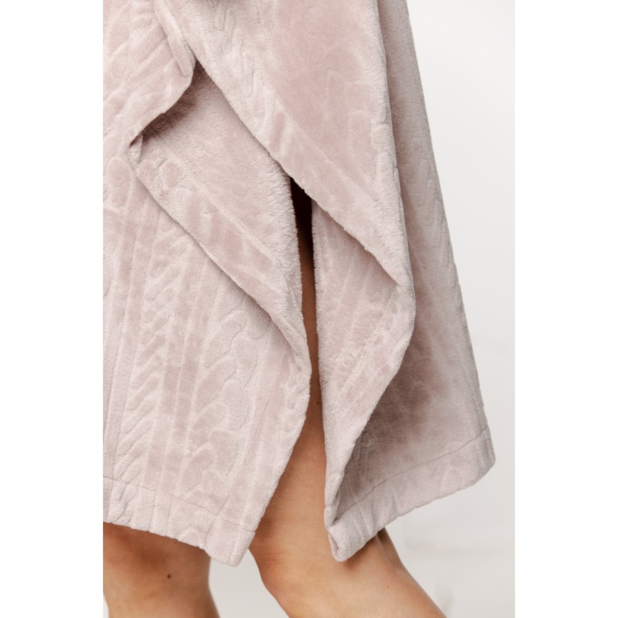 Wunderschöner Oversize-Poncho mit Kapuze aus Samt, ¾-Ärmeln und Reißverschluss