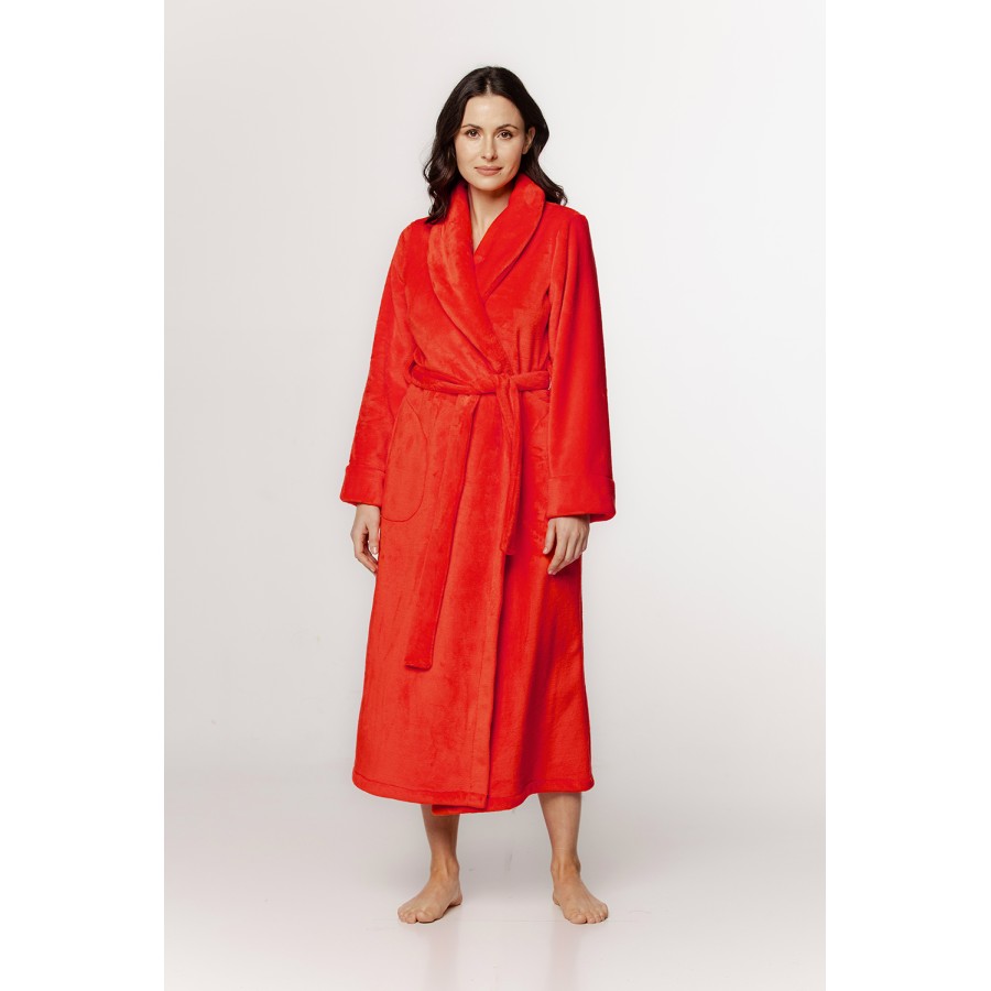 Sublime long maxi bathrobe in fluffy velvet with pockets, shawl collar, and belt Sublime long maxi bathrobe in fluffy velvet with pockets, shawl collar, and belt