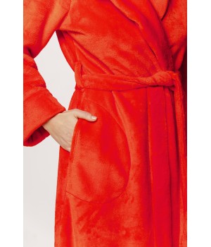 Sublime maxi peignoir long en velours fluffy avec poches, col châle et ceinture