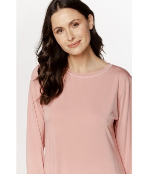 Halblanges Nachthemd/Lounge-Kleid aus Micromodal mit langen Ärmeln und Spitze