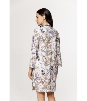 Élégante chemise de nuit femme chemise longue en micromodal avec liseré sur le col en V
