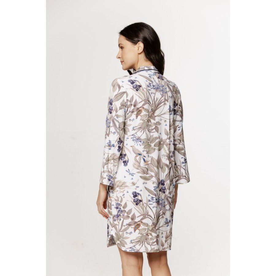 Élégante chemise de nuit femme chemise longue en micromodal avec liseré sur le col en V
